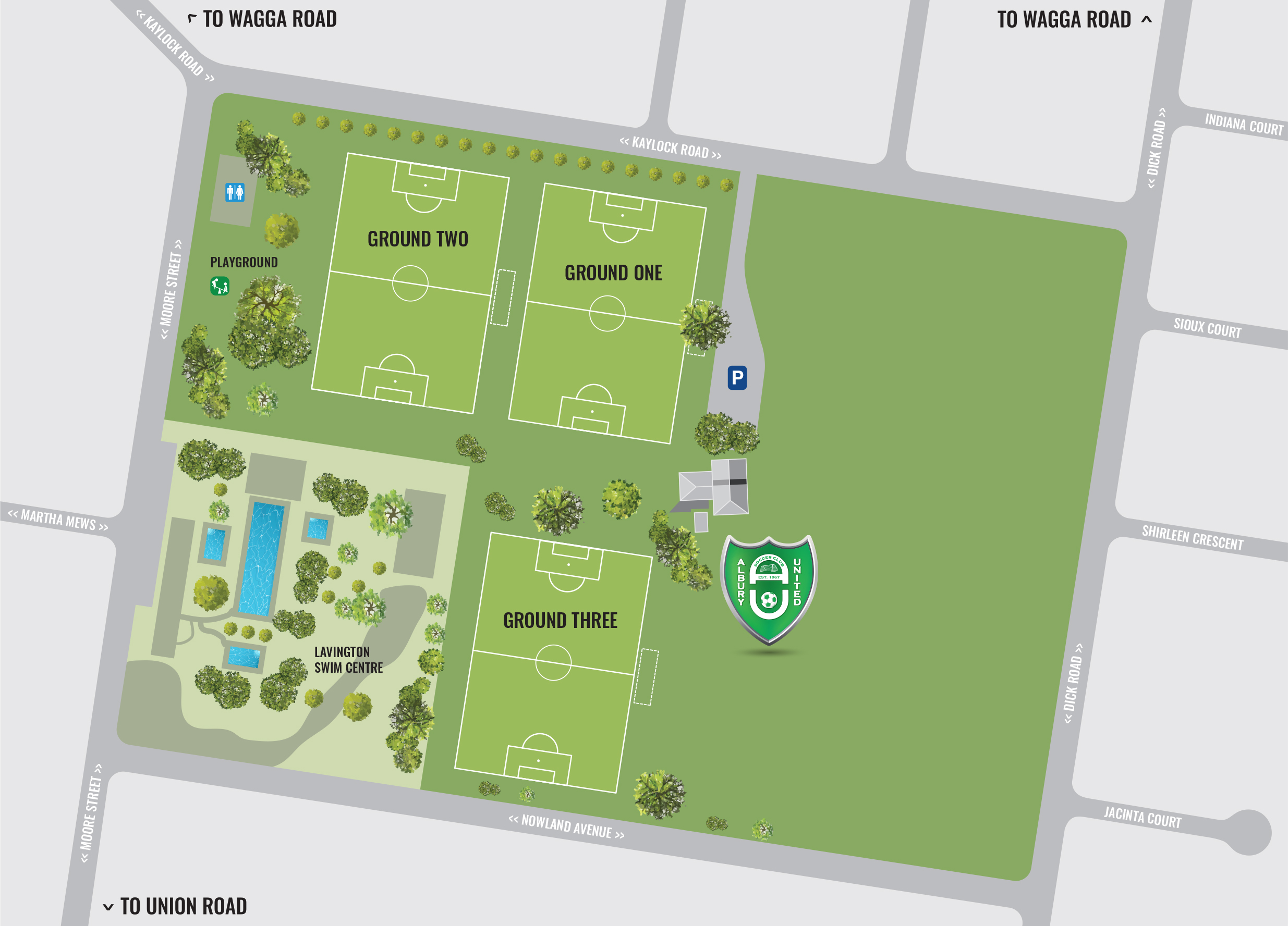 Albury United Soccer Club, Map, Grounds, AUSC, Jelbart Park